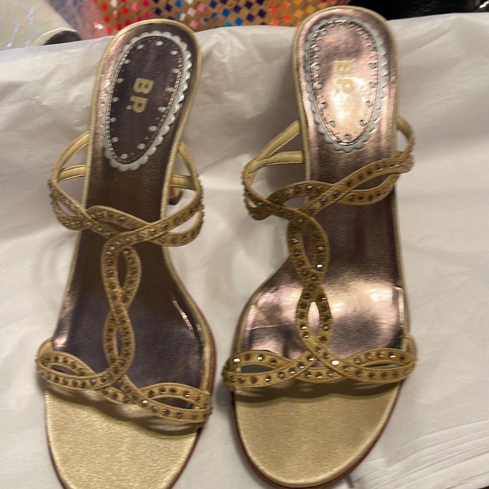 BP Nordstroms gold with gold stones sandals